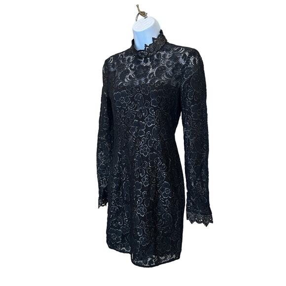 Rachel Zoe Black Metallic Lace Mini Sheath Dress Size 2 Designer Cocktail $465 - Picture 6 of 9